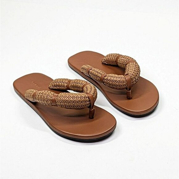 STAUD Women's Raffia Sierra Thong Sandals in Tan Size 38 (MSRP $250) - Picture 5 of 10